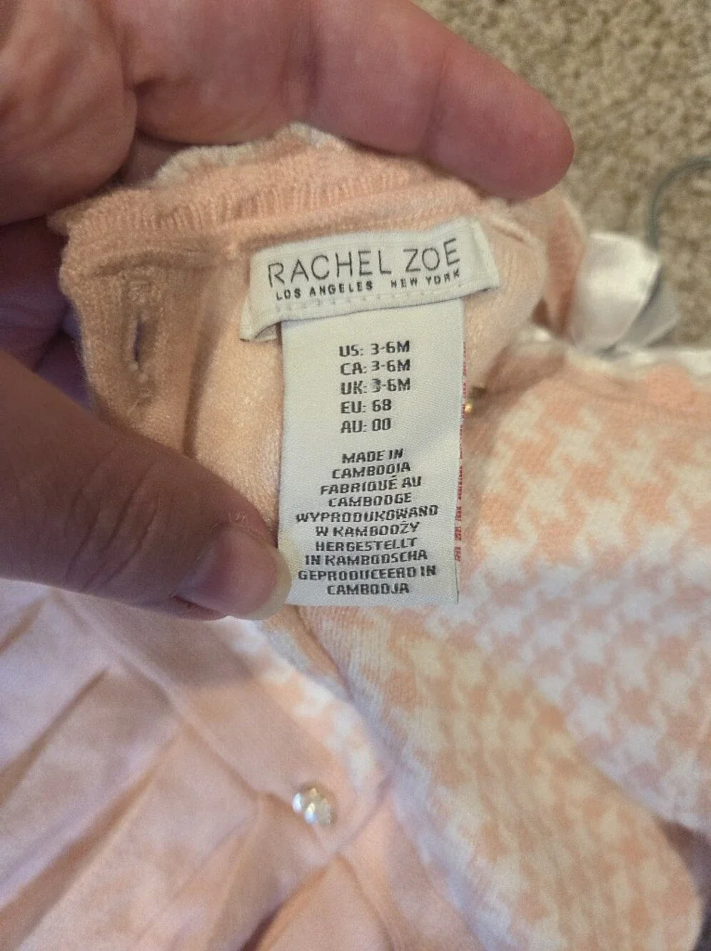 Rachel Zoe Baby Girl Houndstooth Sweater Dress Set 3-6M Hat & Tights